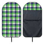 White Green And Blue Buffalo Plaid Print Waterproof Car Seat Cover