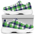 White Green And Blue Buffalo Plaid Print White Chunky Shoes
