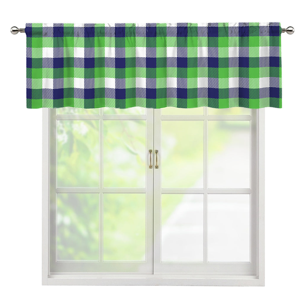 White Green And Blue Buffalo Plaid Print Window Valance