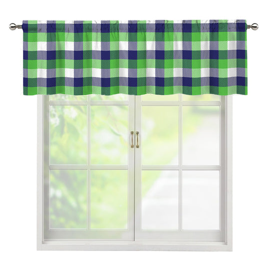 White Green And Blue Buffalo Plaid Print Window Valance