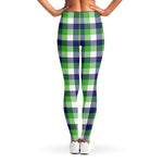 White Green And Blue Buffalo Plaid Print Women's Leggings