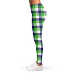 White Green And Blue Buffalo Plaid Print Women's Leggings