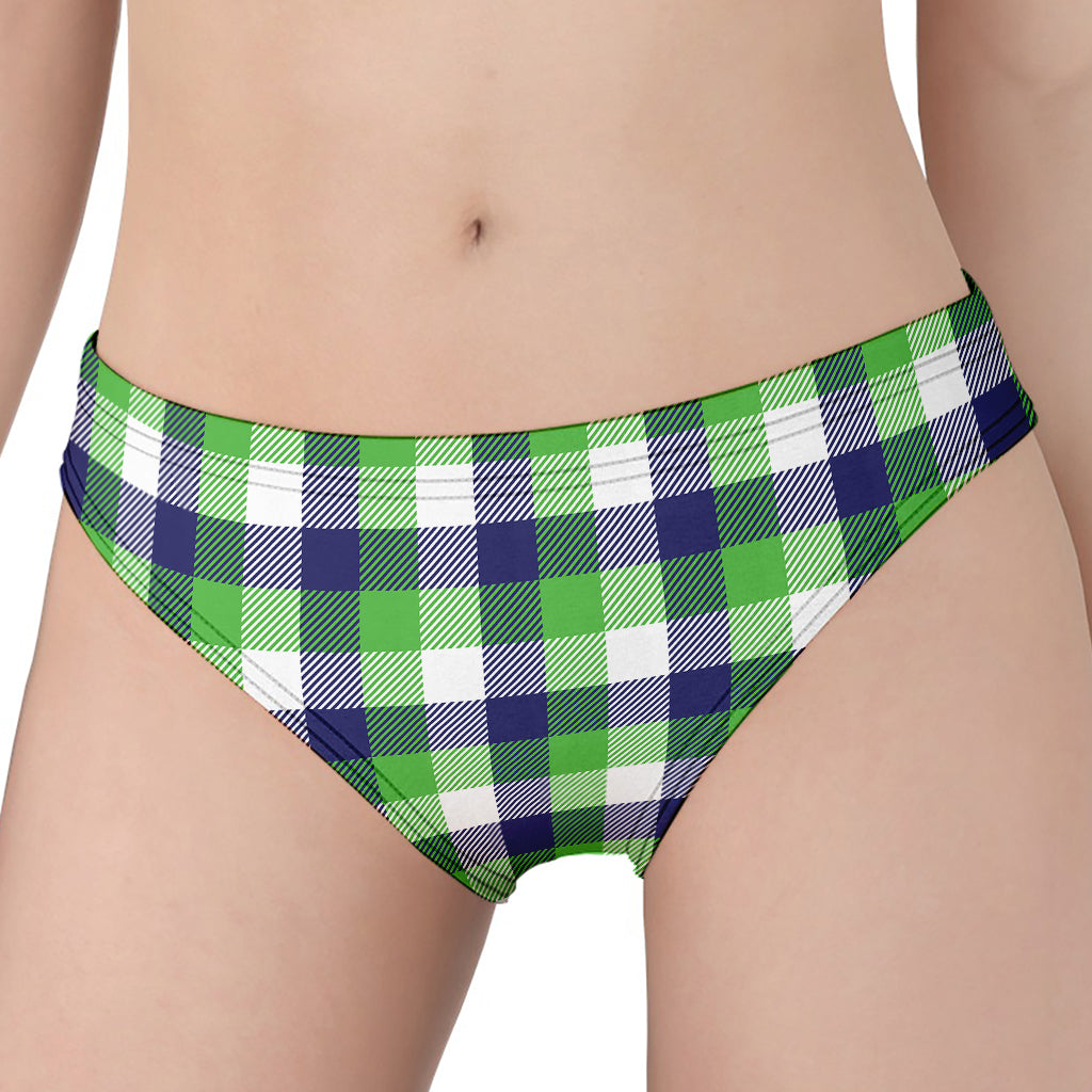 White Green And Blue Buffalo Plaid Print Women's Panties