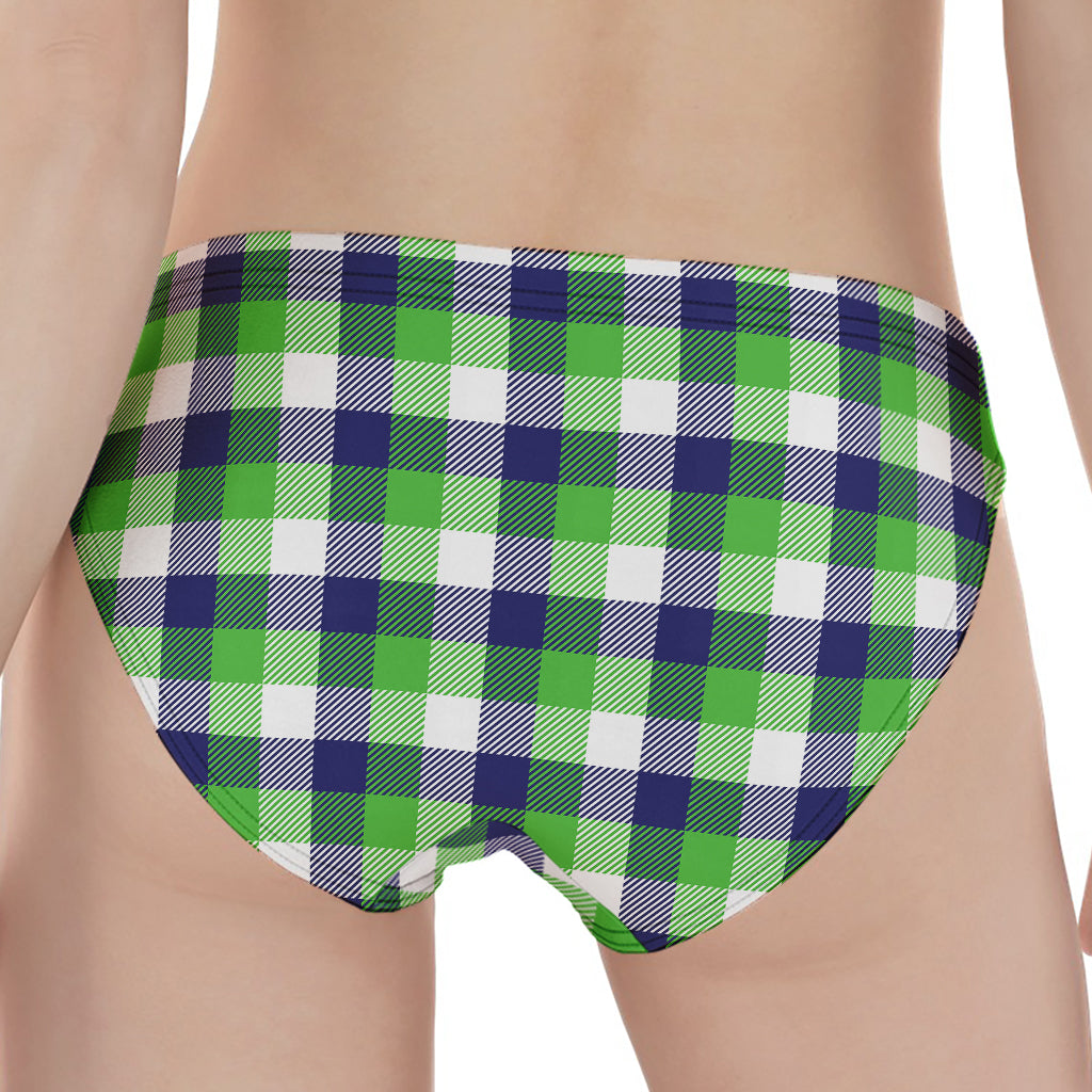 White Green And Blue Buffalo Plaid Print Women's Panties