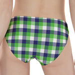 White Green And Blue Buffalo Plaid Print Women's Panties