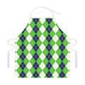 White Green And Navy Argyle Print Adjustable Apron