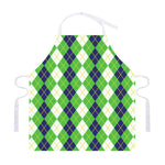 White Green And Navy Argyle Print Adjustable Apron