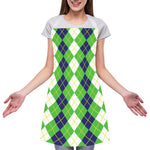White Green And Navy Argyle Print Adjustable Apron