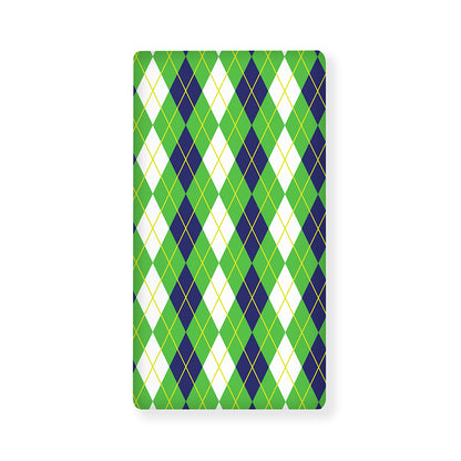 White Green And Navy Argyle Print Baby Crib Sheet