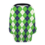 White Green And Navy Argyle Print Baby Seat Cover