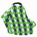 White Green And Navy Argyle Print Baby Seat Cover