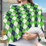 White Green And Navy Argyle Print Baby Seat Cover