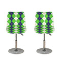 White Green And Navy Argyle Print Bar Stool Covers