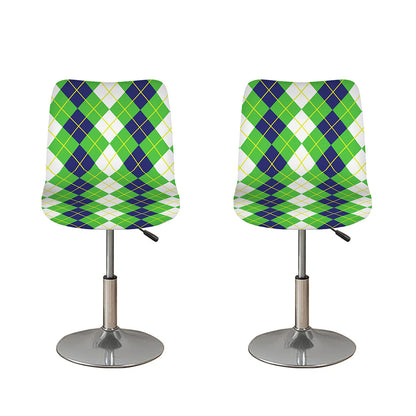 White Green And Navy Argyle Print Bar Stool Covers