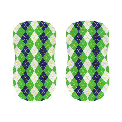 White Green And Navy Argyle Print Bar Stool Covers
