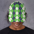 White Green And Navy Argyle Print Baseball Cap