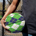 White Green And Navy Argyle Print Basketball