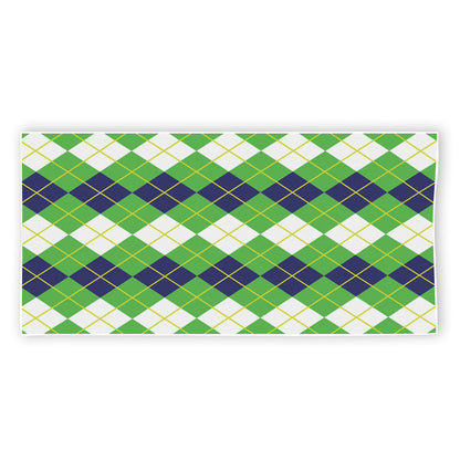 White Green And Navy Argyle Print Beach Towel