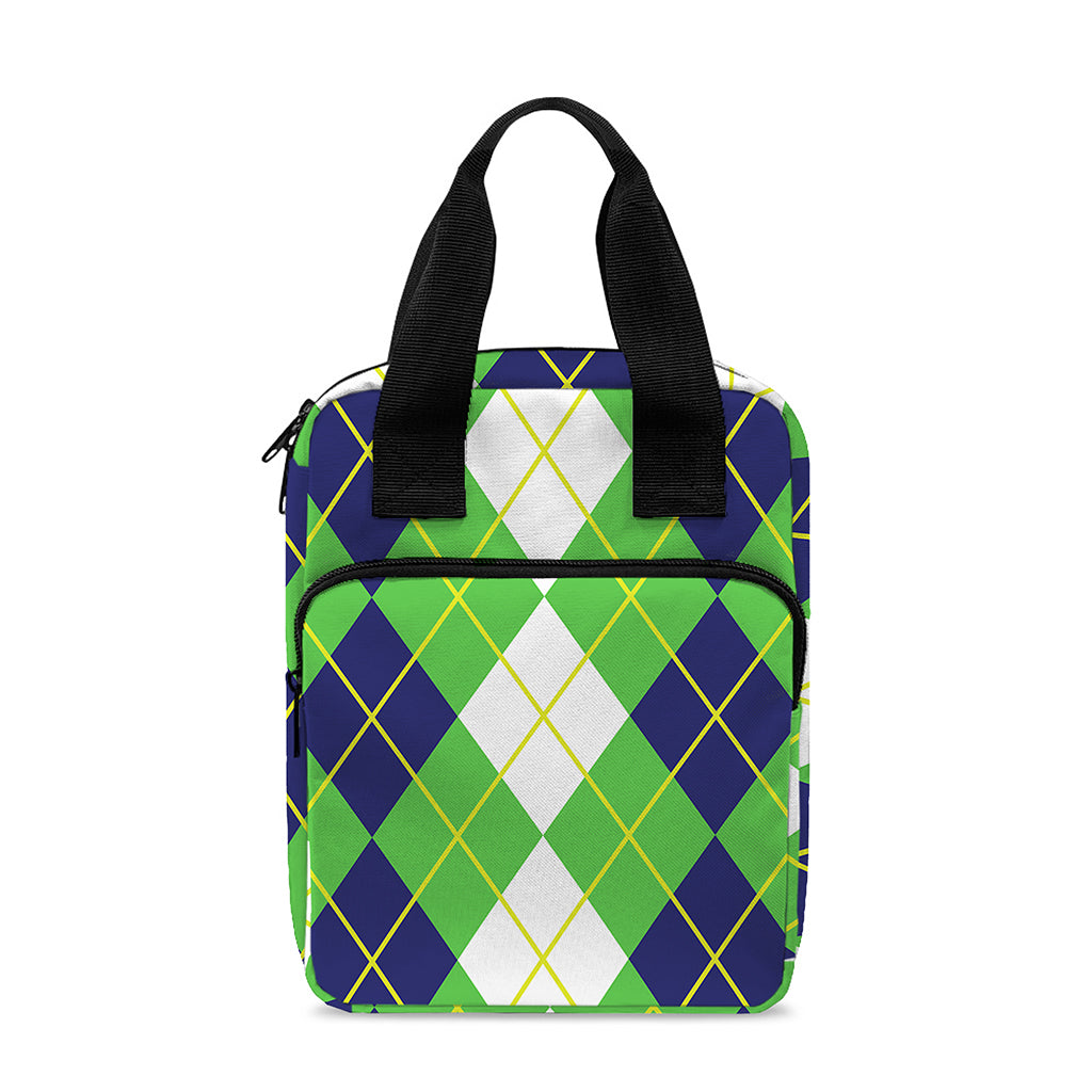 White Green And Navy Argyle Print Bible Tote Bag