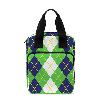 White Green And Navy Argyle Print Bible Tote Bag