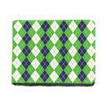 White Green And Navy Argyle Print Bifold Wallet