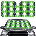 White Green And Navy Argyle Print Car Windshield Sun Shade