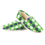 White Green And Navy Argyle Print Casual Shoes