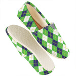White Green And Navy Argyle Print Casual Shoes