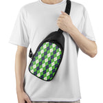 White Green And Navy Argyle Print Chest Bag