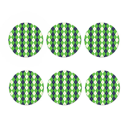 White Green And Navy Argyle Print Coaster Set