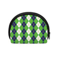 White Green And Navy Argyle Print Coin Purse
