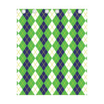 White Green And Navy Argyle Print Curtain