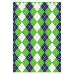 White Green And Navy Argyle Print Curtain
