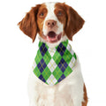 White Green And Navy Argyle Print Dog Bandana