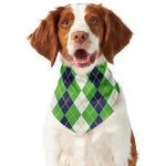 White Green And Navy Argyle Print Dog Bandana