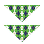 White Green And Navy Argyle Print Dog Bandana