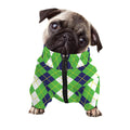 White Green And Navy Argyle Print Dog Zip Up Jacket