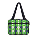 White Green And Navy Argyle Print Double Strap Bible Bag