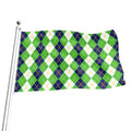 White Green And Navy Argyle Print Flag