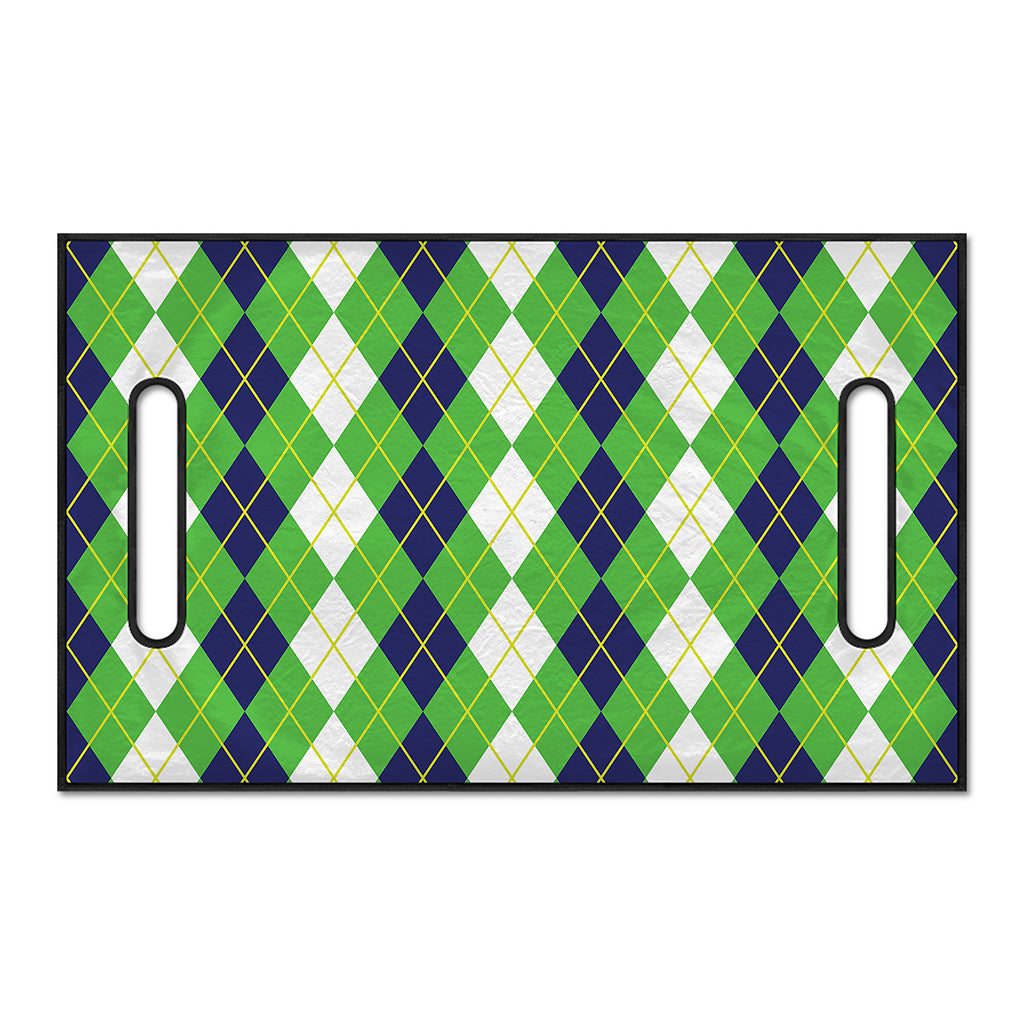 White Green And Navy Argyle Print Golf Cart Seat Cover