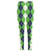 White Green And Navy Argyle Print High-Waisted Pocket Leggings