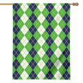 White Green And Navy Argyle Print House Flag