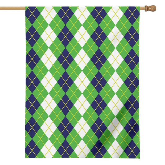 White Green And Navy Argyle Print House Flag