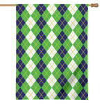 White Green And Navy Argyle Print House Flag