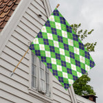 White Green And Navy Argyle Print House Flag