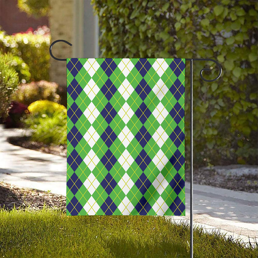 White Green And Navy Argyle Print House Flag