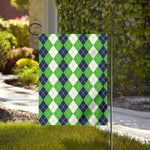 White Green And Navy Argyle Print House Flag
