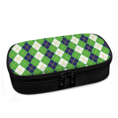 White Green And Navy Argyle Print Insulin Cooler Travel Case