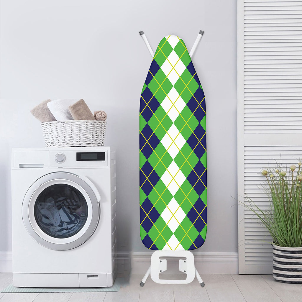 White Green And Navy Argyle Print Ironing Board Cover