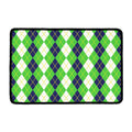 White Green And Navy Argyle Print Kitchen Mat